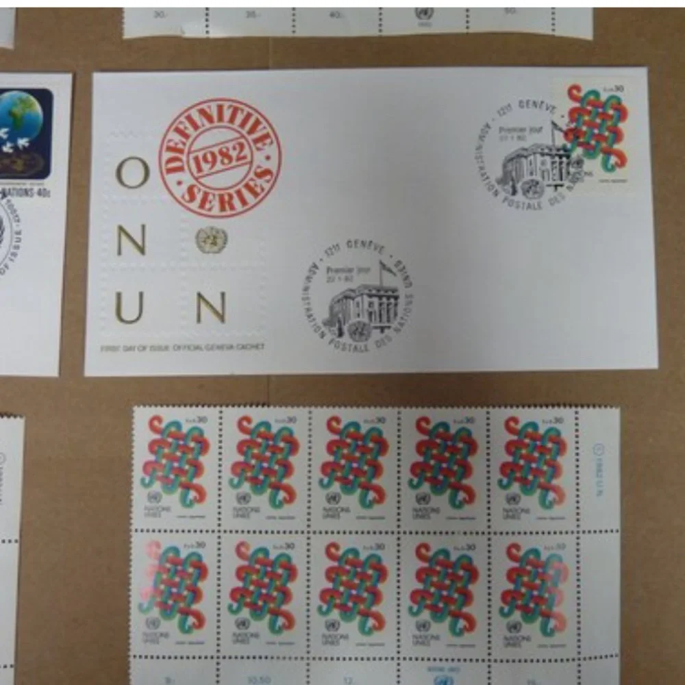 60 Stamps 1982 First Day of Issue United Nations Geneva Cachet Definitive Series
